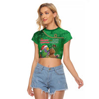 Dominica Christmas Raglan Cropped T Shirt I Am Dreaming Of A Green Christmas - Wonder Print Shop