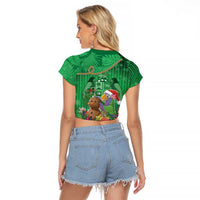 Dominica Christmas Raglan Cropped T Shirt I Am Dreaming Of A Green Christmas - Wonder Print Shop