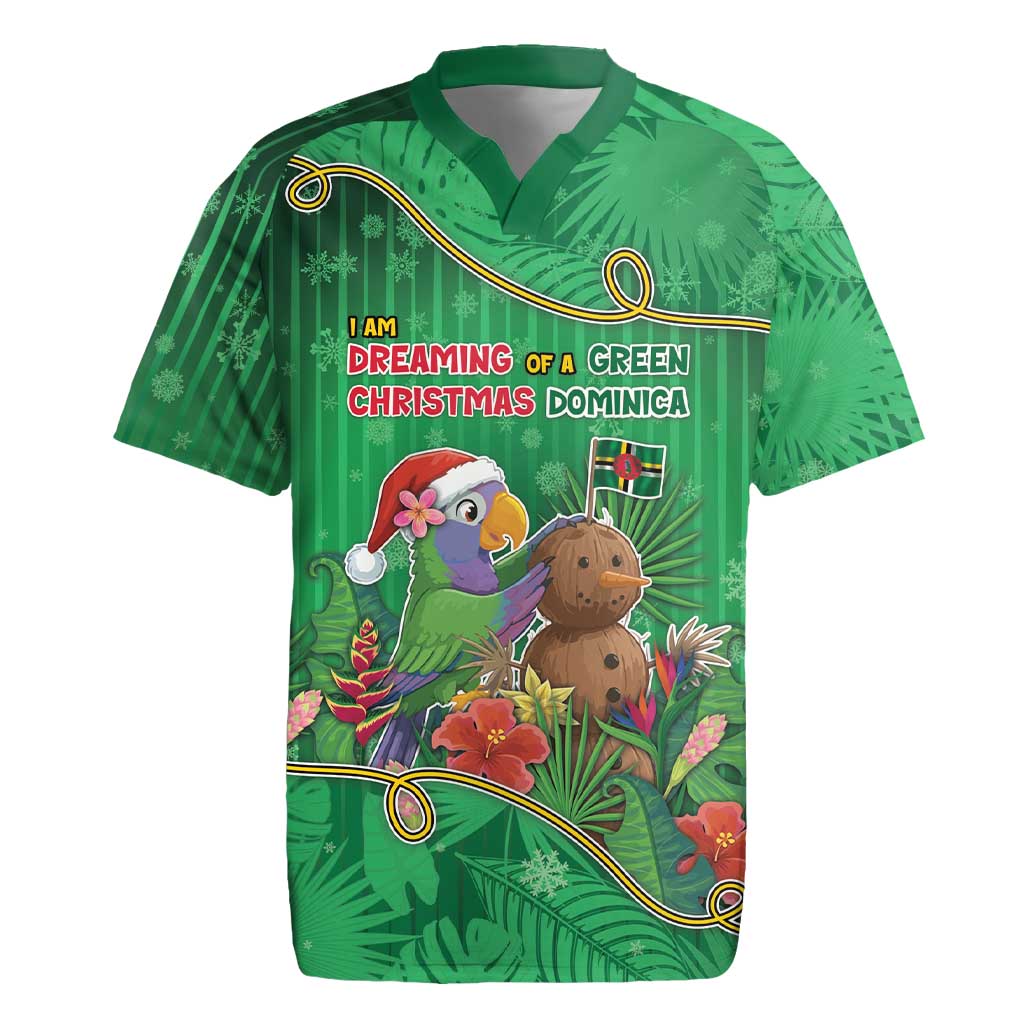 Dominica Christmas Rugby Jersey I Am Dreaming Of A Green Christmas - Wonder Print Shop
