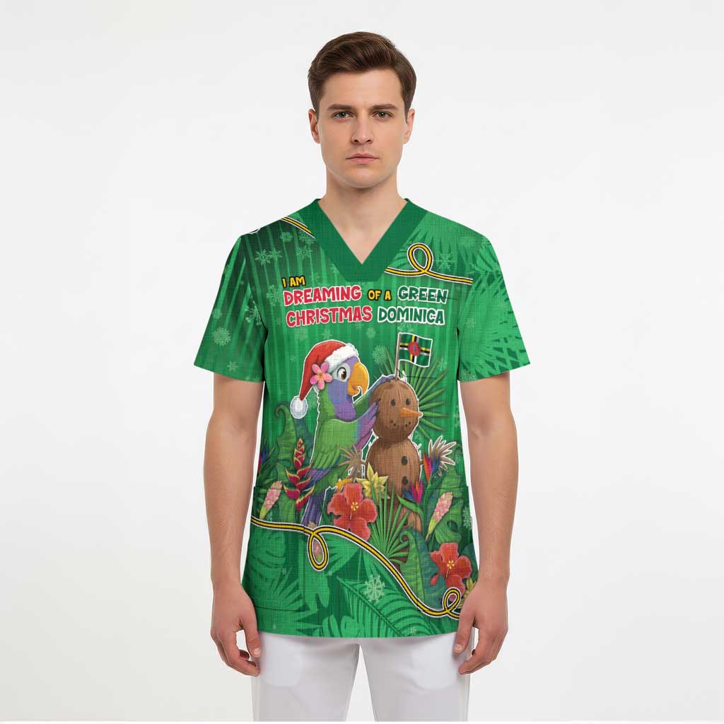 Dominica Christmas Scrub Top I Am Dreaming Of A Green Christmas - Wonder Print Shop