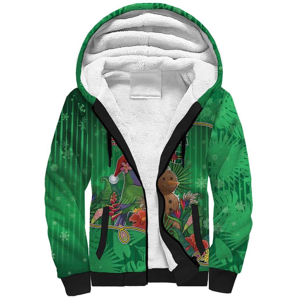 Dominica Christmas Sherpa Hoodie I Am Dreaming Of A Green Christmas - Wonder Print Shop