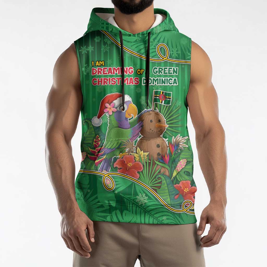 Dominica Christmas Sleeveless Hoodie I Am Dreaming Of A Green Christmas - Wonder Print Shop