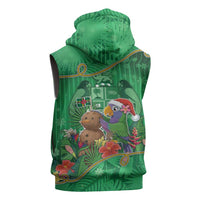 Dominica Christmas Sleeveless Zip Hoodie I Am Dreaming Of A Green Christmas - Wonder Print Shop