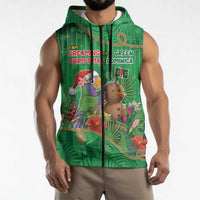 Dominica Christmas Sleeveless Zip Hoodie I Am Dreaming Of A Green Christmas - Wonder Print Shop