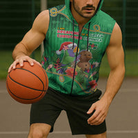 Dominica Christmas Sleeveless Zip Hoodie I Am Dreaming Of A Green Christmas - Wonder Print Shop