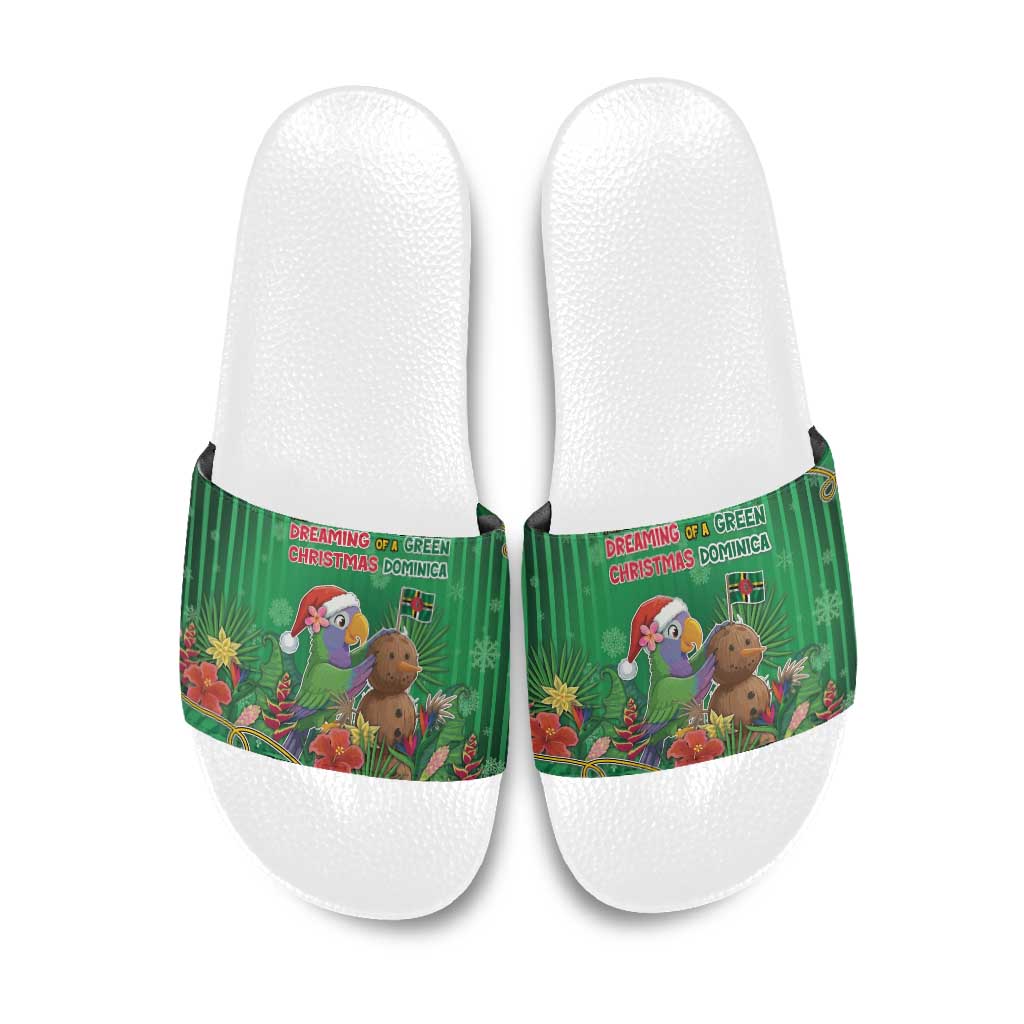 Dominica Christmas Slide Sandals I Am Dreaming Of A Green Christmas - Wonder Print Shop