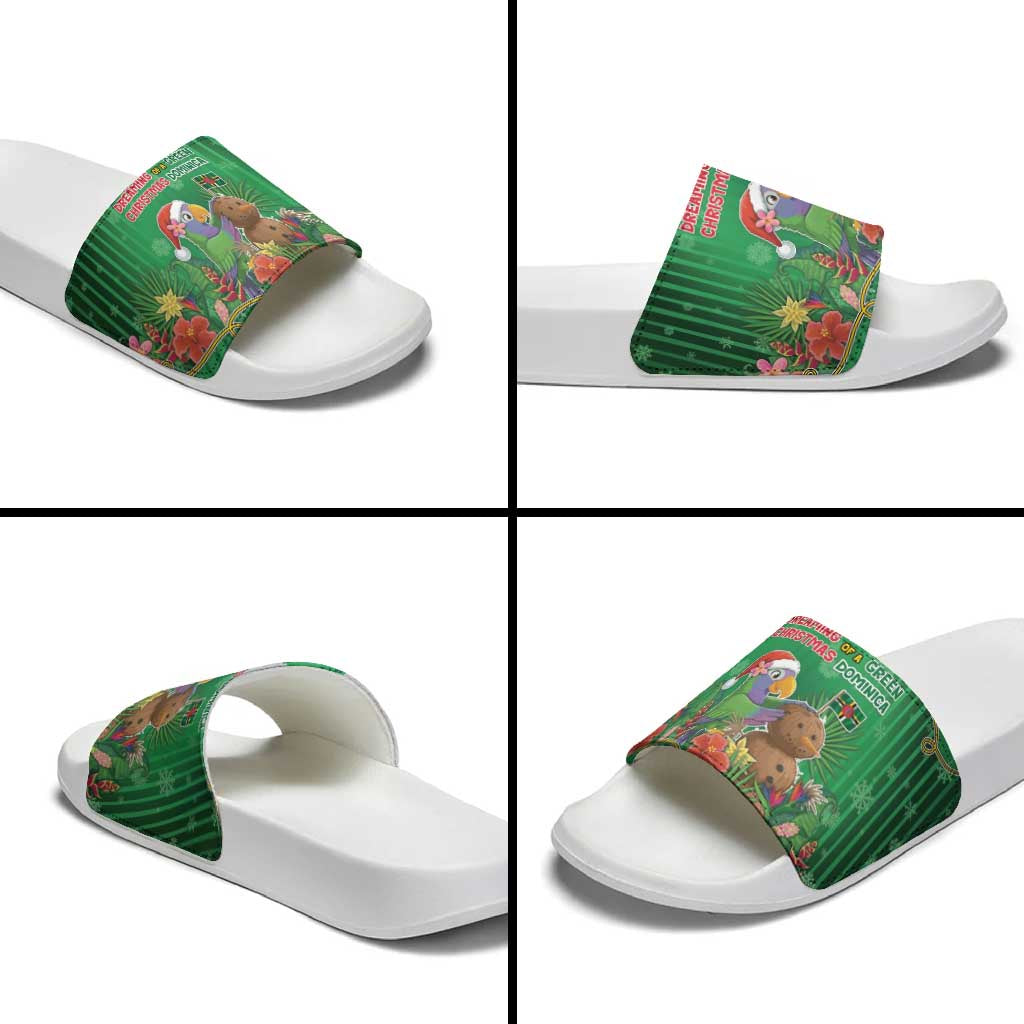 Dominica Christmas Slide Sandals I Am Dreaming Of A Green Christmas - Wonder Print Shop
