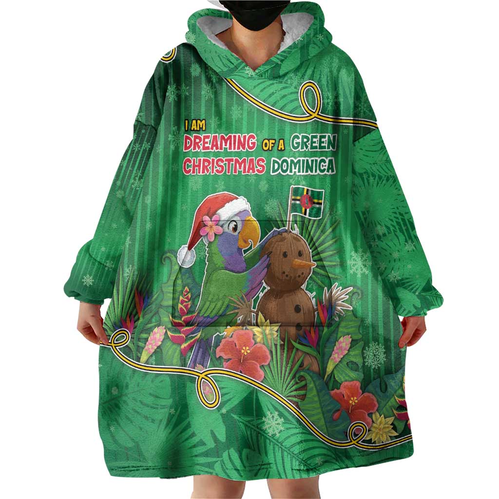 Dominica Christmas Wearable Blanket Hoodie I Am Dreaming Of A Green Christmas - Wonder Print Shop
