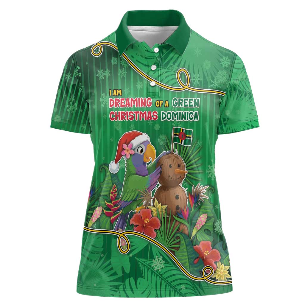 Dominica Christmas Women Polo Shirt I Am Dreaming Of A Green Christmas - Wonder Print Shop