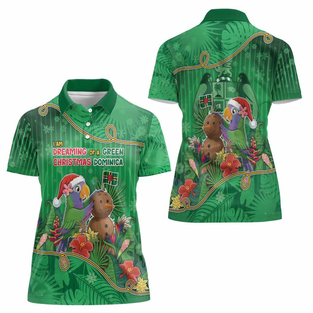 Dominica Christmas Women Polo Shirt I Am Dreaming Of A Green Christmas - Wonder Print Shop