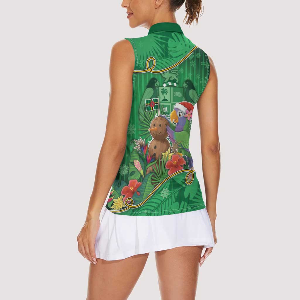 Dominica Christmas Women Sleeveless Polo Shirt I Am Dreaming Of A Green Christmas - Wonder Print Shop