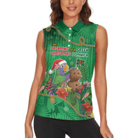 Dominica Christmas Women Sleeveless Polo Shirt I Am Dreaming Of A Green Christmas - Wonder Print Shop
