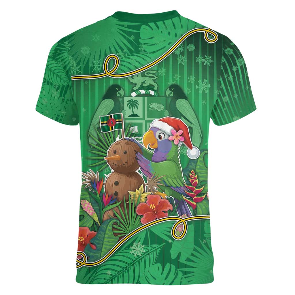 Dominica Christmas Women V-Neck T-Shirt I Am Dreaming Of A Green Christmas - Wonder Print Shop