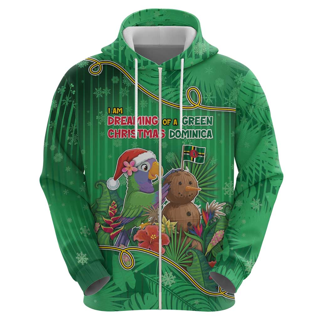 Dominica Christmas Zip Hoodie I Am Dreaming Of A Green Christmas - Wonder Print Shop