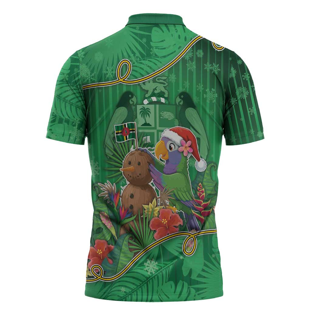 Dominica Christmas Zipper Polo Shirt I Am Dreaming Of A Green Christmas - Wonder Print Shop