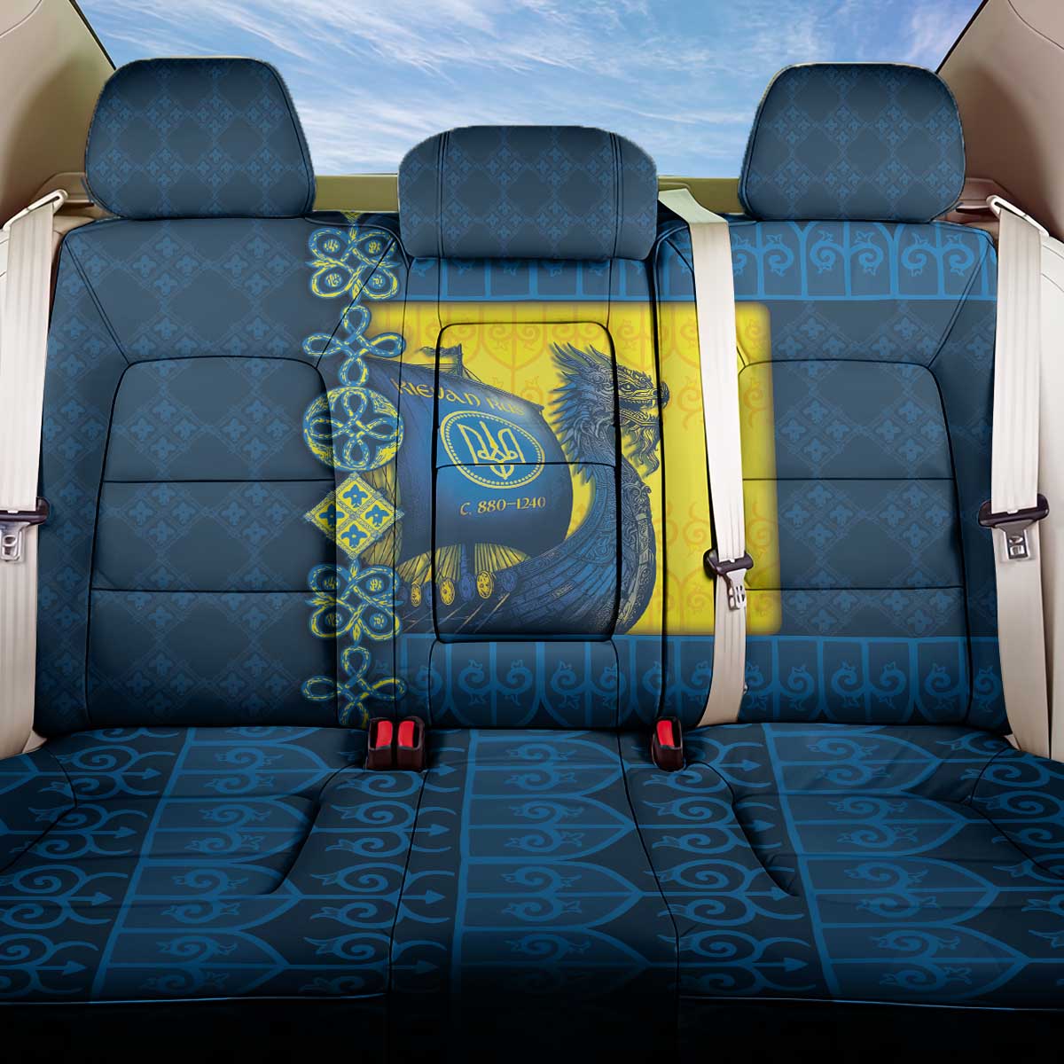 Kievan Rus Back Car Seat Cover Slavic Dragon Ship - Wonder Print Shop