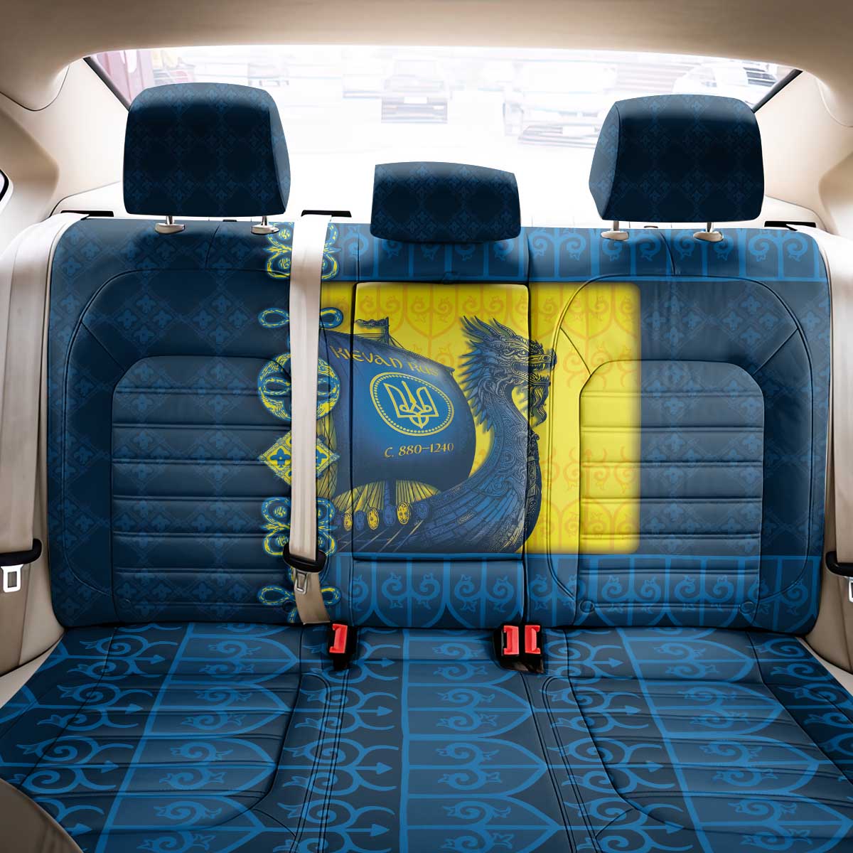 Kievan Rus Back Car Seat Cover Slavic Dragon Ship - Wonder Print Shop