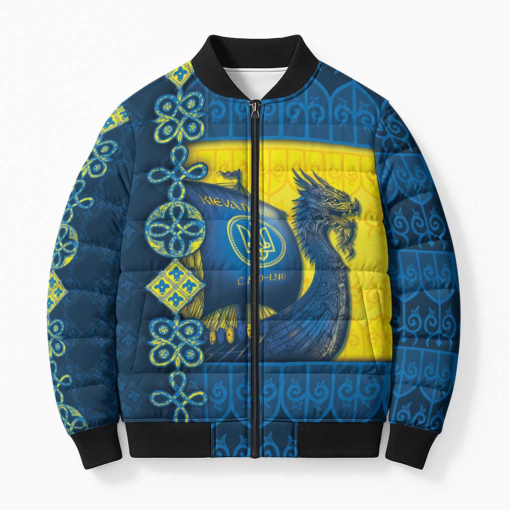 Kievan Rus Bomber Puffer Jacket Slavic Dragon Ship - Wonder Print Shop