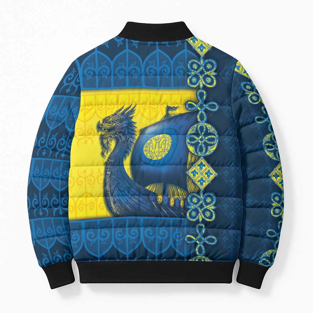 Kievan Rus Bomber Puffer Jacket Slavic Dragon Ship - Wonder Print Shop
