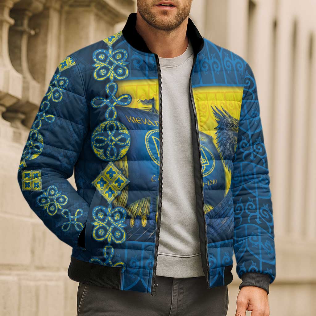Kievan Rus Bomber Puffer Jacket Slavic Dragon Ship - Wonder Print Shop