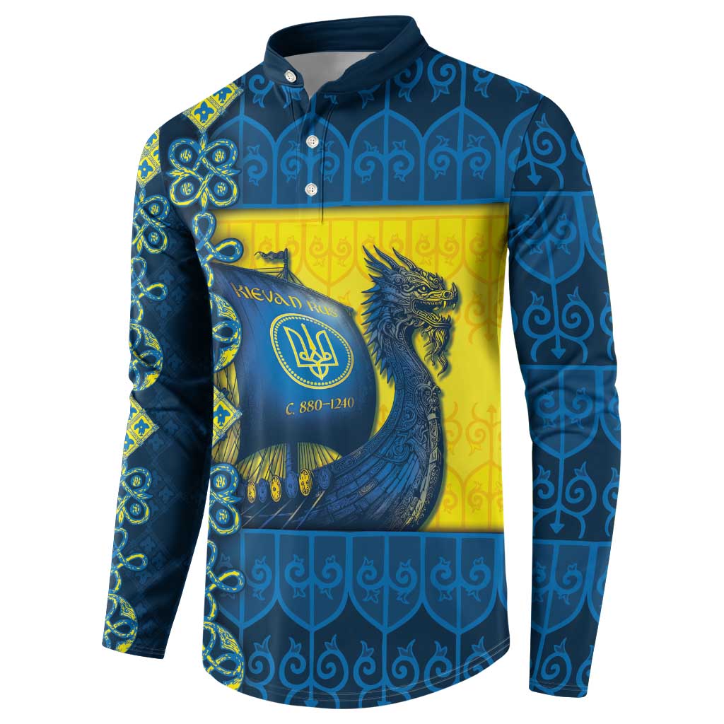 Kievan Rus Button Sweatshirt Slavic Dragon Ship - Wonder Print Shop
