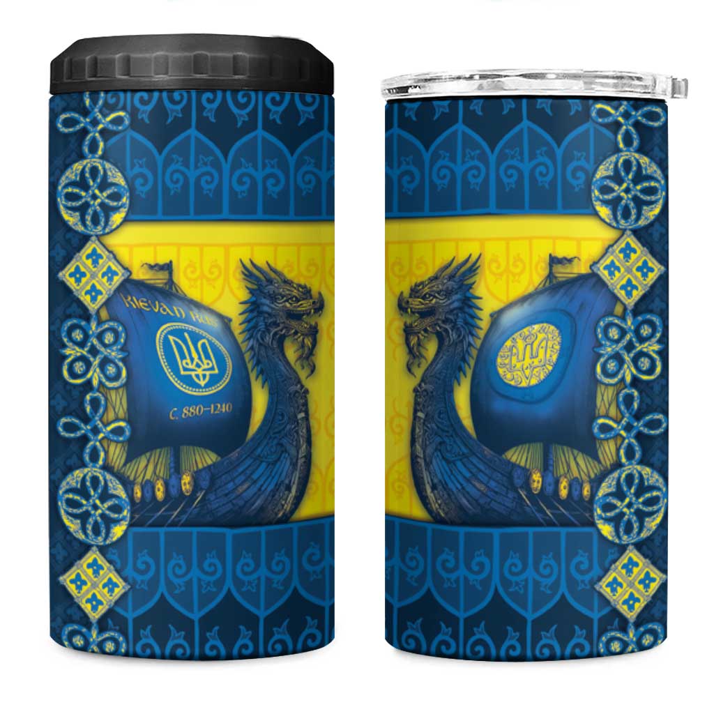 Kievan Rus 4 in 1 Can Cooler Tumbler Slavic Dragon Ship - Wonder Print Shop