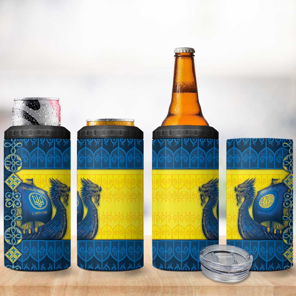 Kievan Rus 4 in 1 Can Cooler Tumbler Slavic Dragon Ship - Wonder Print Shop