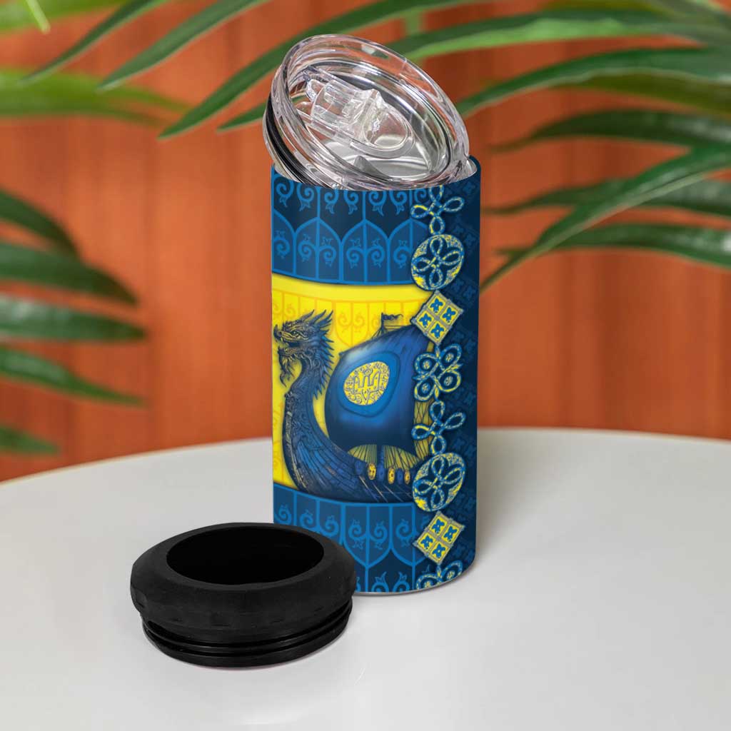 Kievan Rus 4 in 1 Can Cooler Tumbler Slavic Dragon Ship - Wonder Print Shop