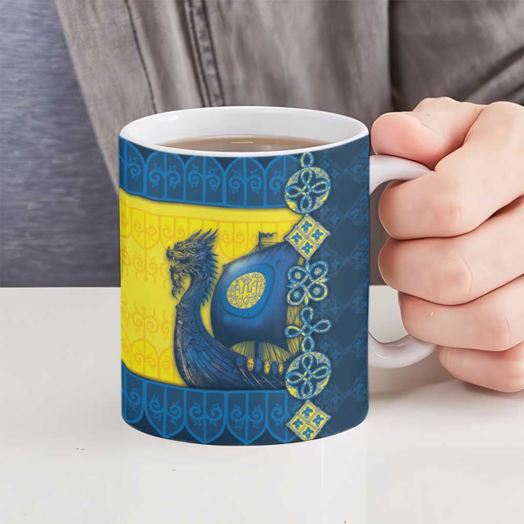 Kievan Rus Ceramic Mug Slavic Dragon Ship - Wonder Print Shop