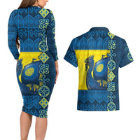 Kievan Rus Couples Matching Long Sleeve Bodycon Dress and Hawaiian Shirt Slavic Dragon Ship - Wonder Print Shop