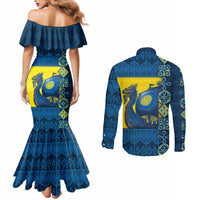 Kievan Rus Couples Matching Mermaid Dress and Long Sleeve Button Shirt Slavic Dragon Ship - Wonder Print Shop