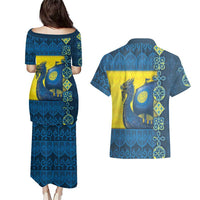 Kievan Rus Couples Matching Puletasi and Hawaiian Shirt Slavic Dragon Ship - Wonder Print Shop
