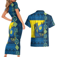 Kievan Rus Couples Matching Short Sleeve Bodycon Dress and Hawaiian Shirt Slavic Dragon Ship - Wonder Print Shop