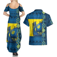 Kievan Rus Couples Matching Summer Maxi Dress and Hawaiian Shirt Slavic Dragon Ship - Wonder Print Shop
