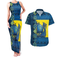Kievan Rus Couples Matching Tank Maxi Dress and Hawaiian Shirt Slavic Dragon Ship - Wonder Print Shop