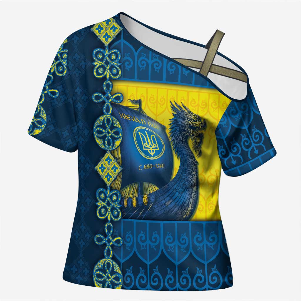 Kievan Rus Cross Shoulder Shirt Slavic Dragon Ship - Wonder Print Shop