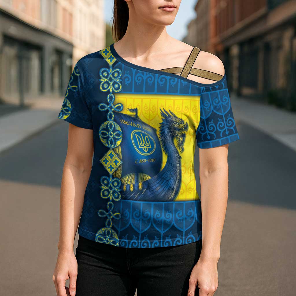 Kievan Rus Cross Shoulder Shirt Slavic Dragon Ship - Wonder Print Shop