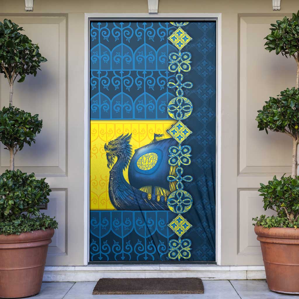 Kievan Rus Door Cover Slavic Dragon Ship - Wonder Print Shop