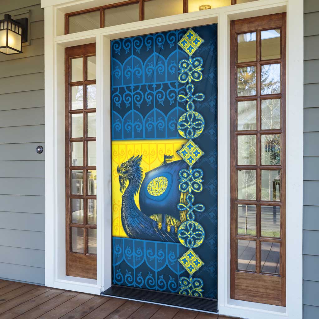 Kievan Rus Door Cover Slavic Dragon Ship - Wonder Print Shop
