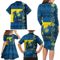 Kievan Rus Family Matching Long Sleeve Bodycon Dress and Hawaiian Shirt Slavic Dragon Ship - Wonder Print Shop