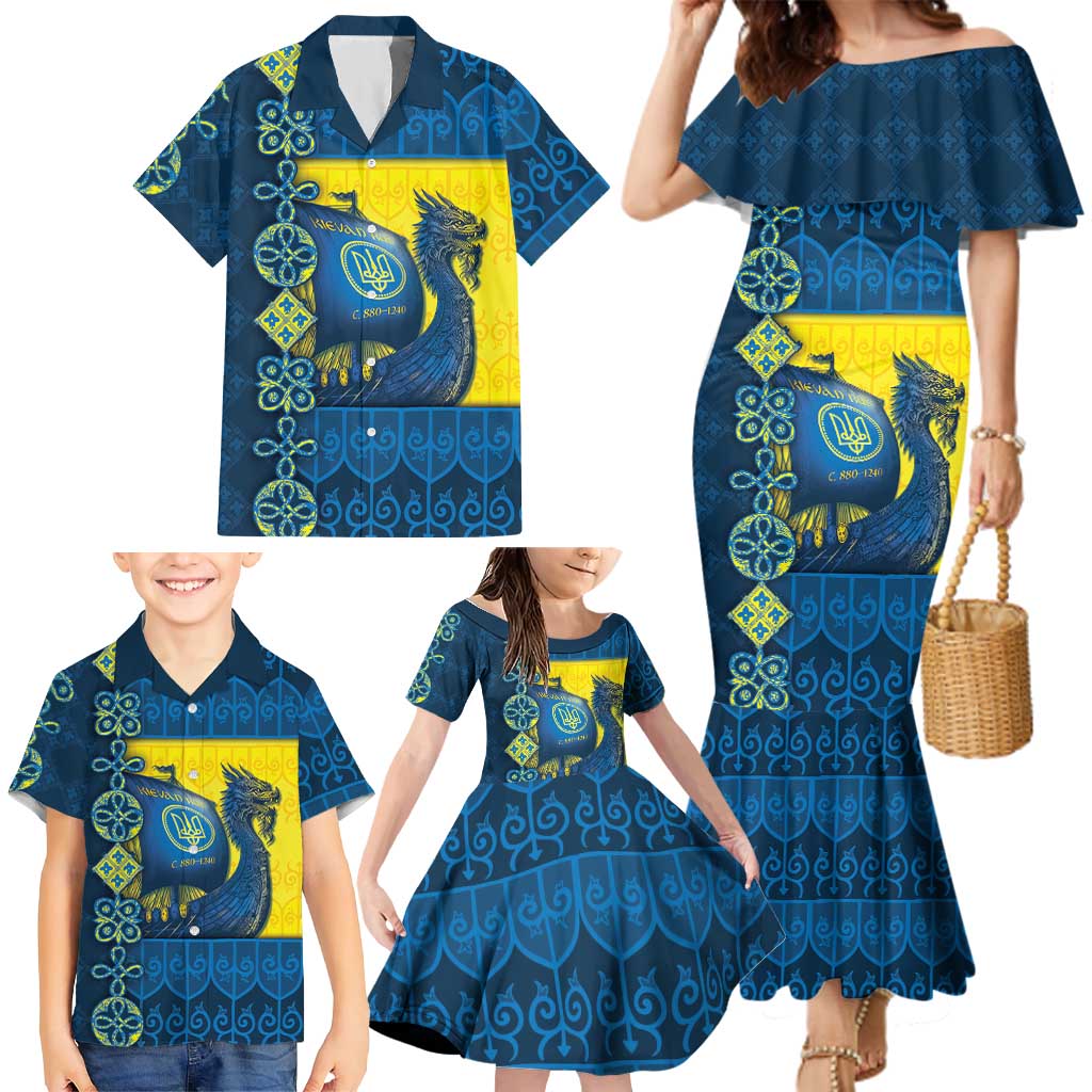 Kievan Rus Family Matching Mermaid Dress and Hawaiian Shirt Slavic Dragon Ship - Wonder Print Shop