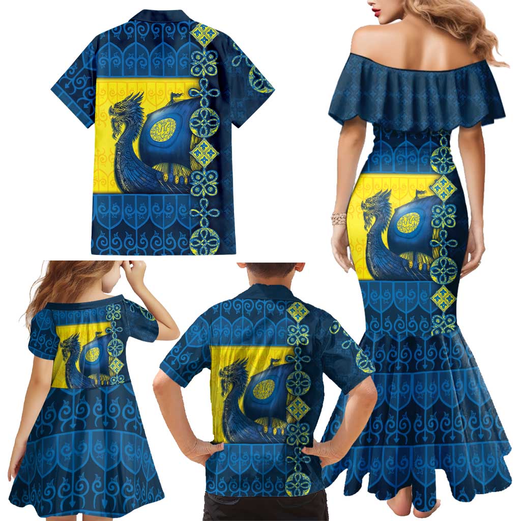 Kievan Rus Family Matching Mermaid Dress and Hawaiian Shirt Slavic Dragon Ship - Wonder Print Shop