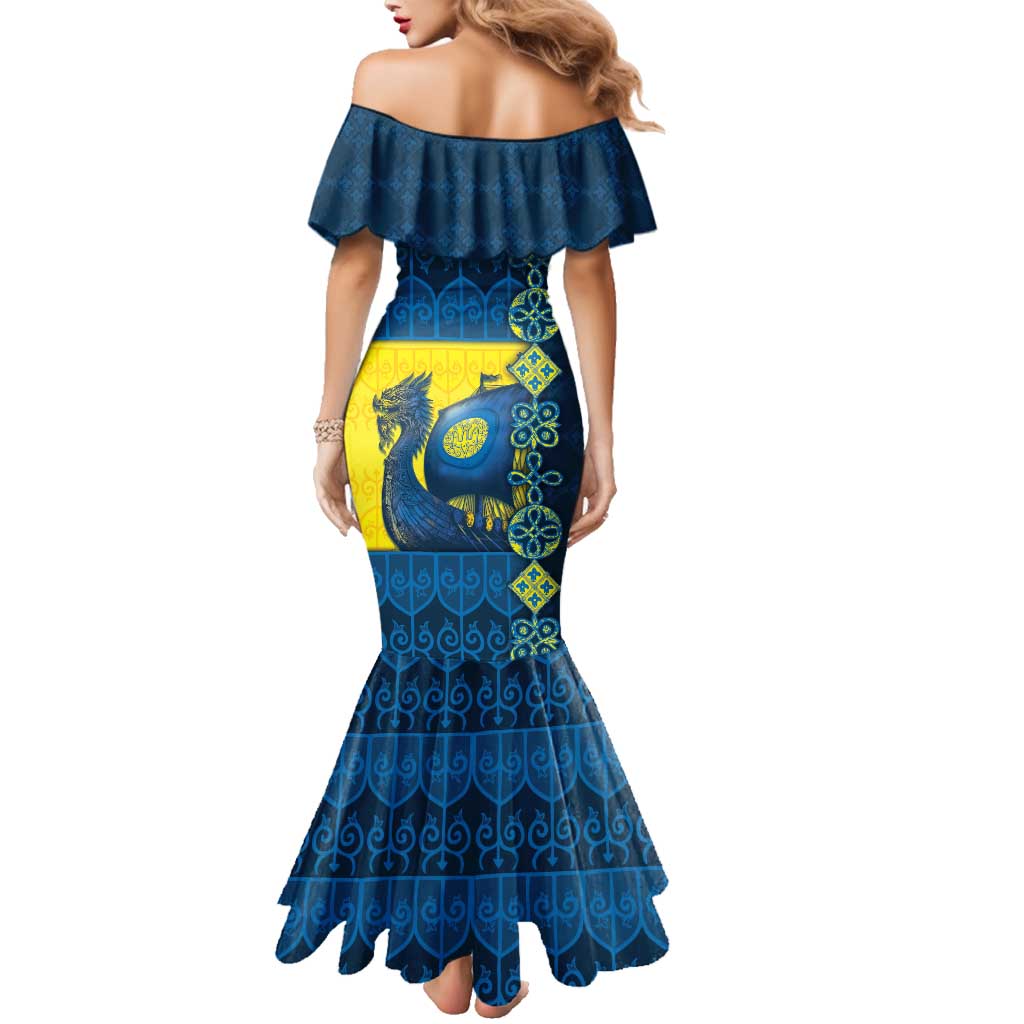 Kievan Rus Family Matching Mermaid Dress and Hawaiian Shirt Slavic Dragon Ship - Wonder Print Shop