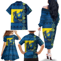 Kievan Rus Family Matching Off The Shoulder Long Sleeve Dress and Hawaiian Shirt Slavic Dragon Ship - Wonder Print Shop