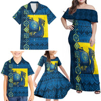 Kievan Rus Family Matching Off Shoulder Maxi Dress and Hawaiian Shirt Slavic Dragon Ship - Wonder Print Shop