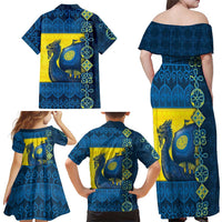 Kievan Rus Family Matching Off Shoulder Maxi Dress and Hawaiian Shirt Slavic Dragon Ship - Wonder Print Shop