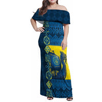 Kievan Rus Family Matching Off Shoulder Maxi Dress and Hawaiian Shirt Slavic Dragon Ship - Wonder Print Shop