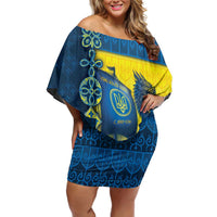 Kievan Rus Family Matching Off Shoulder Short Dress and Hawaiian Shirt Slavic Dragon Ship - Wonder Print Shop