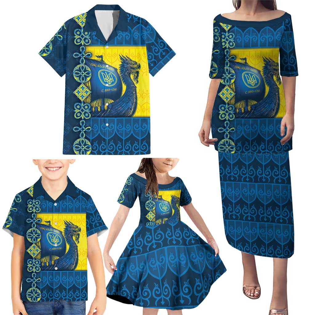 Kievan Rus Family Matching Puletasi and Hawaiian Shirt Slavic Dragon Ship - Wonder Print Shop