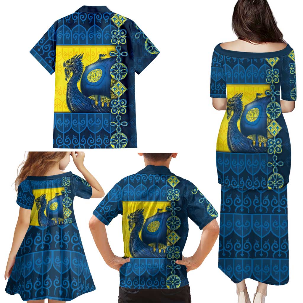 Kievan Rus Family Matching Puletasi and Hawaiian Shirt Slavic Dragon Ship - Wonder Print Shop